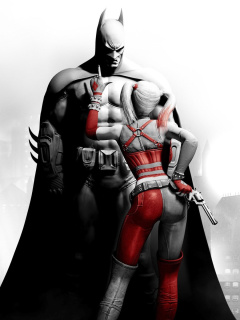 Das Batman Arkham Knight with Harley Quinn Wallpaper 240x320