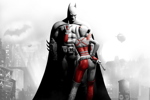 Das Batman Arkham Knight with Harley Quinn Wallpaper 480x320