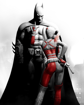 Kostenloses Batman Arkham Knight with Harley Quinn Wallpaper für 240x320