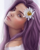 Обои Girl With Purple Hair Painting 128x160