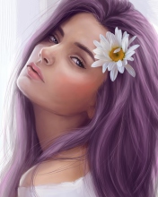 Обои Girl With Purple Hair Painting 176x220