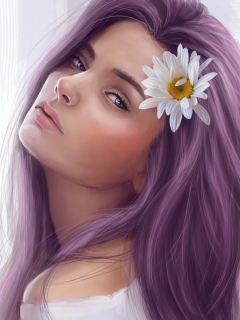Das Girl With Purple Hair Painting Wallpaper 240x320