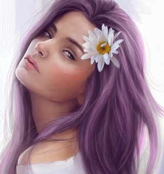 Girl With Purple Hair Painting Background for iPad