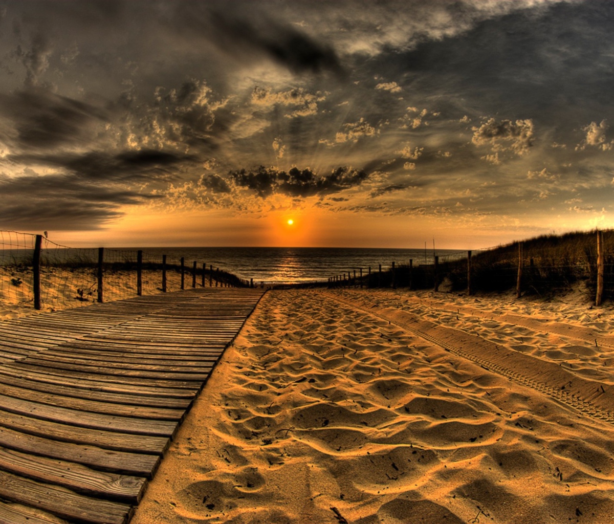 Fondo de pantalla Sunset Ocean Sand 1200x1024
