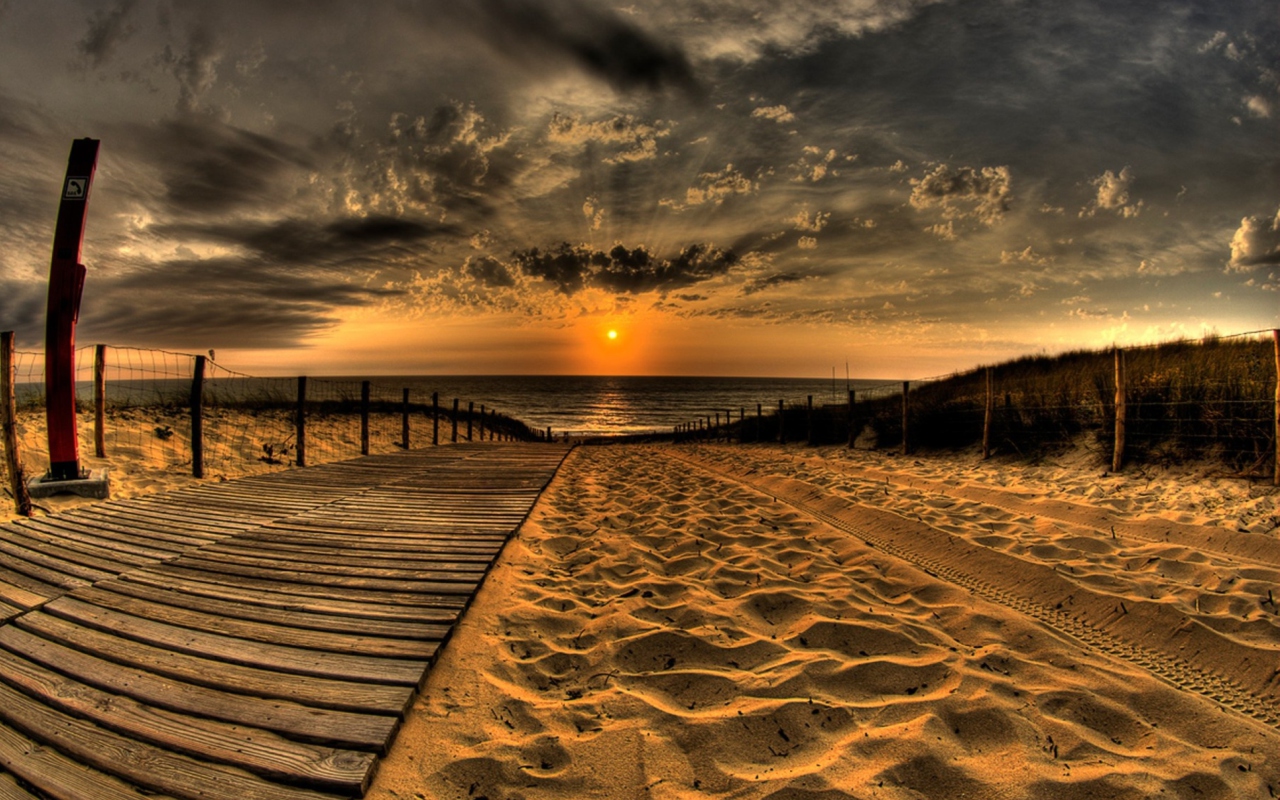 Sfondi Sunset Ocean Sand 1280x800