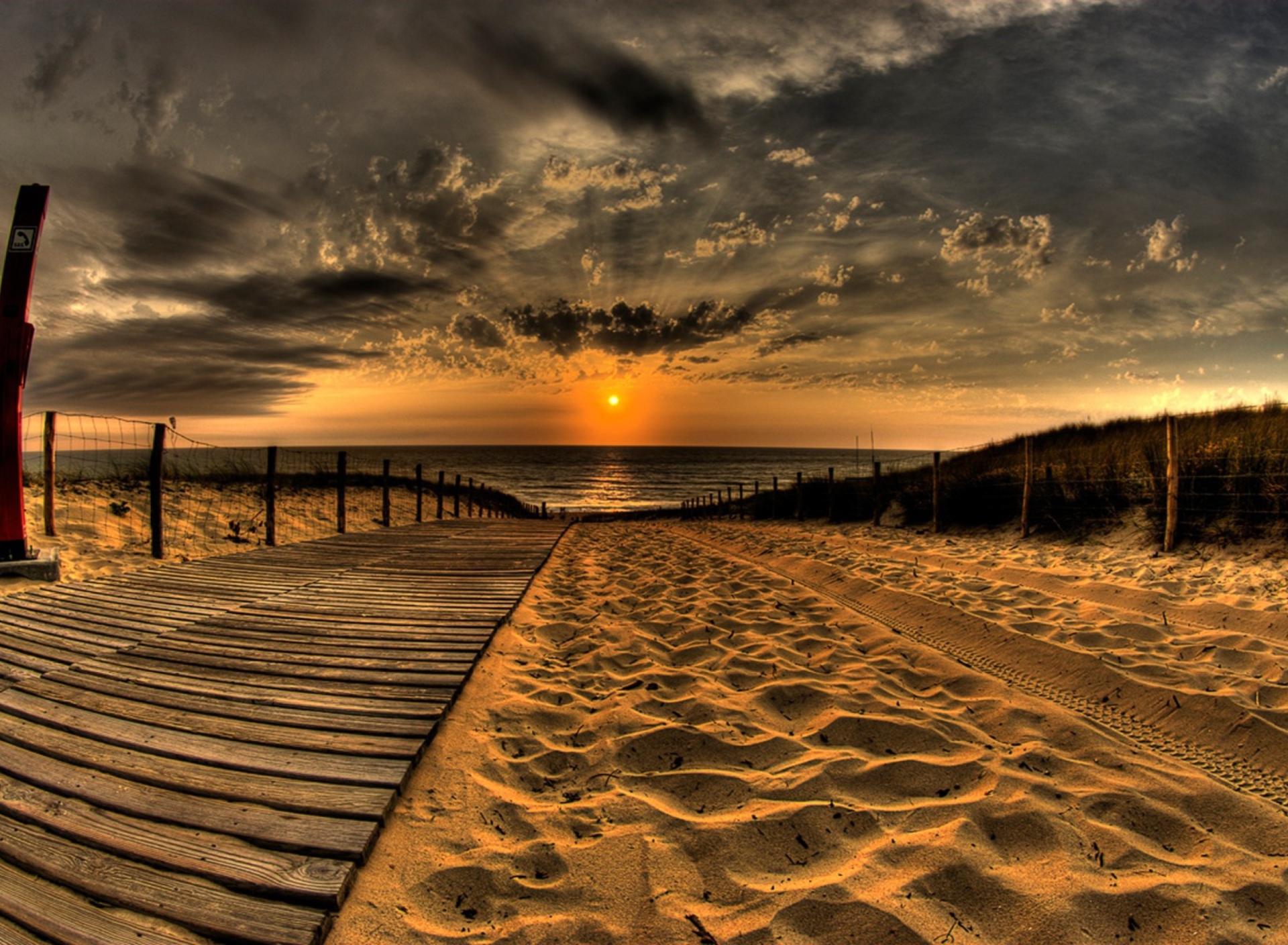 Fondo de pantalla Sunset Ocean Sand 1920x1408