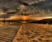 Das Sunset Ocean Sand Wallpaper 220x176