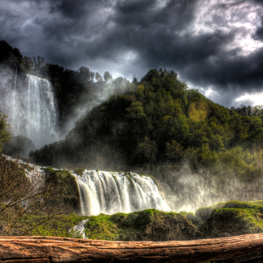 Storm Over Waterfall wallpaper 1024x1024