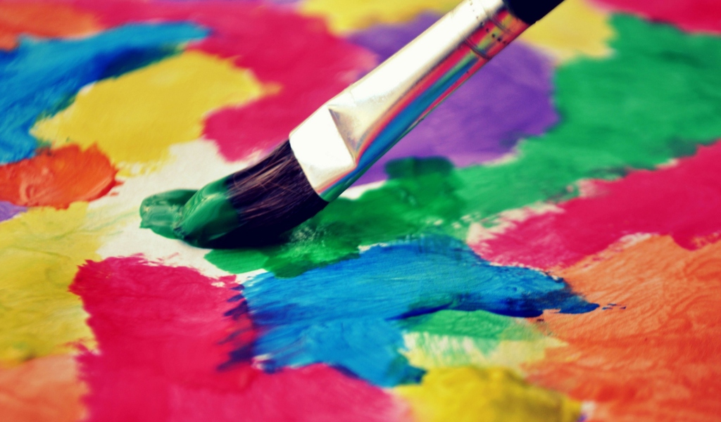 Das Art Brush And Colorful Paint Wallpaper 1024x600