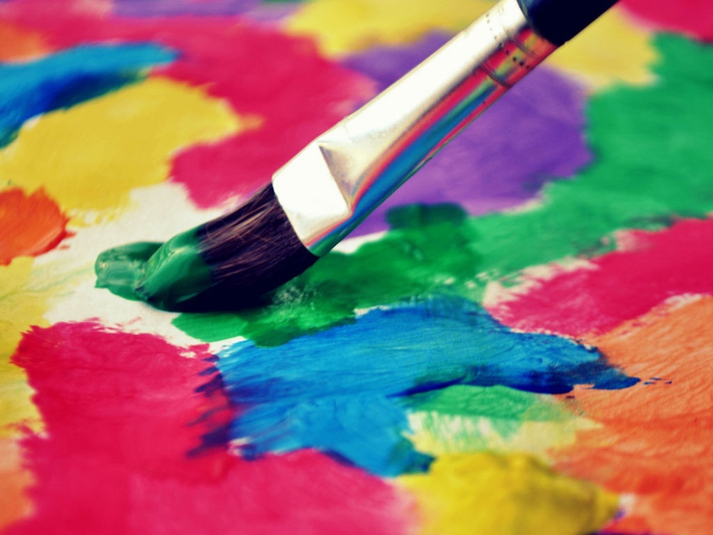 Art Brush And Colorful Paint wallpaper 1024x768