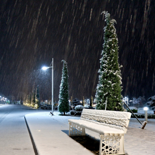 Snowstorm and light lanterns - Obrázkek zdarma pro 208x208