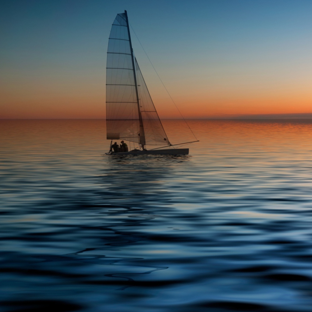 Das Boat At Sea Wallpaper 1024x1024