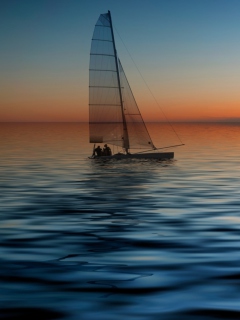 Das Boat At Sea Wallpaper 240x320