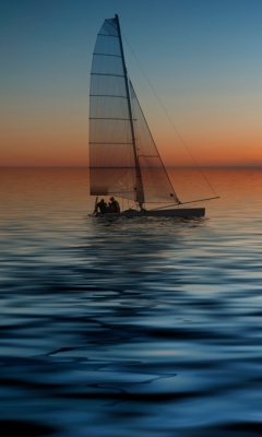 Fondo de pantalla Boat At Sea 240x400