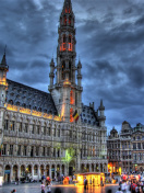 Brussels Grote Markt and Town Hall wallpaper 132x176