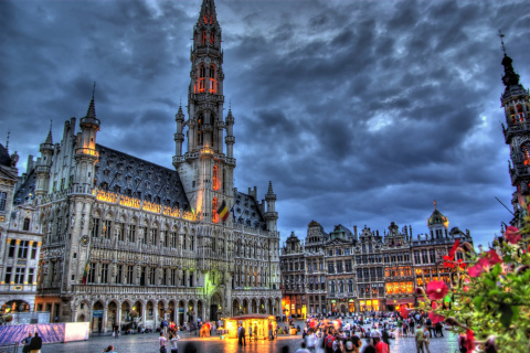 Fondo de pantalla Brussels Grote Markt and Town Hall 480x320