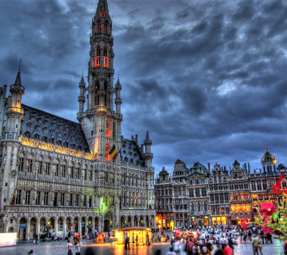 Das Brussels Grote Markt and Town Hall Wallpaper 960x854
