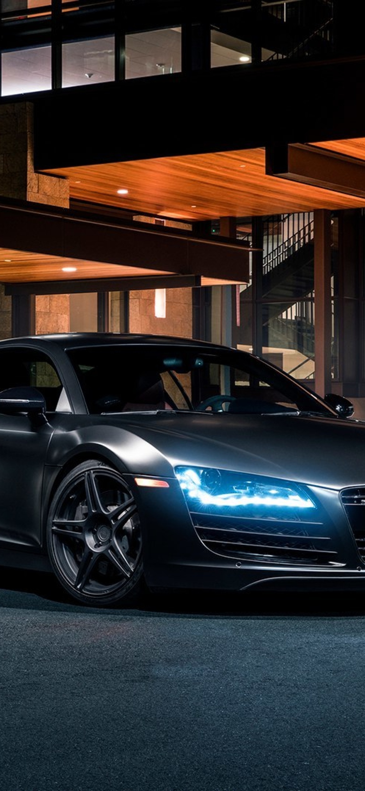 Das Audi R8 Black Body Kit Wallpaper 1170x2532