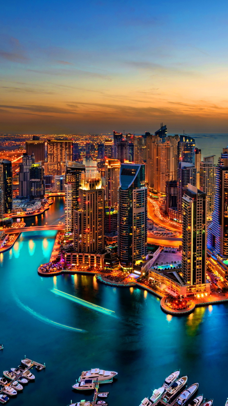 Dubai Marina And Yachts wallpaper 750x1334