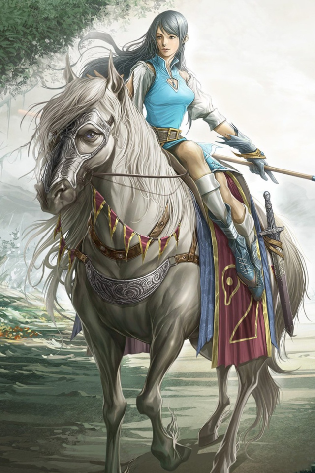 Fondo de pantalla Girl On A Horse 640x960