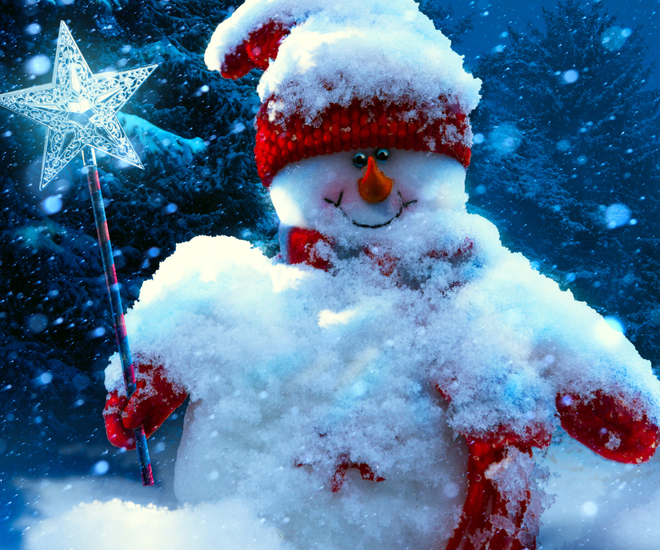 Snowy Snowman wallpaper 960x800