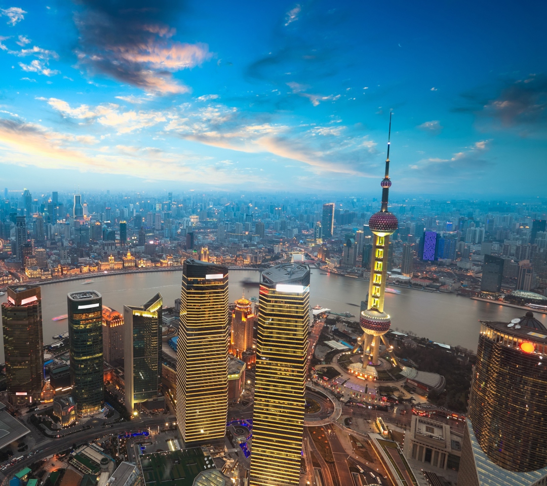 Das Shanghai Sunset Wallpaper 1080x960