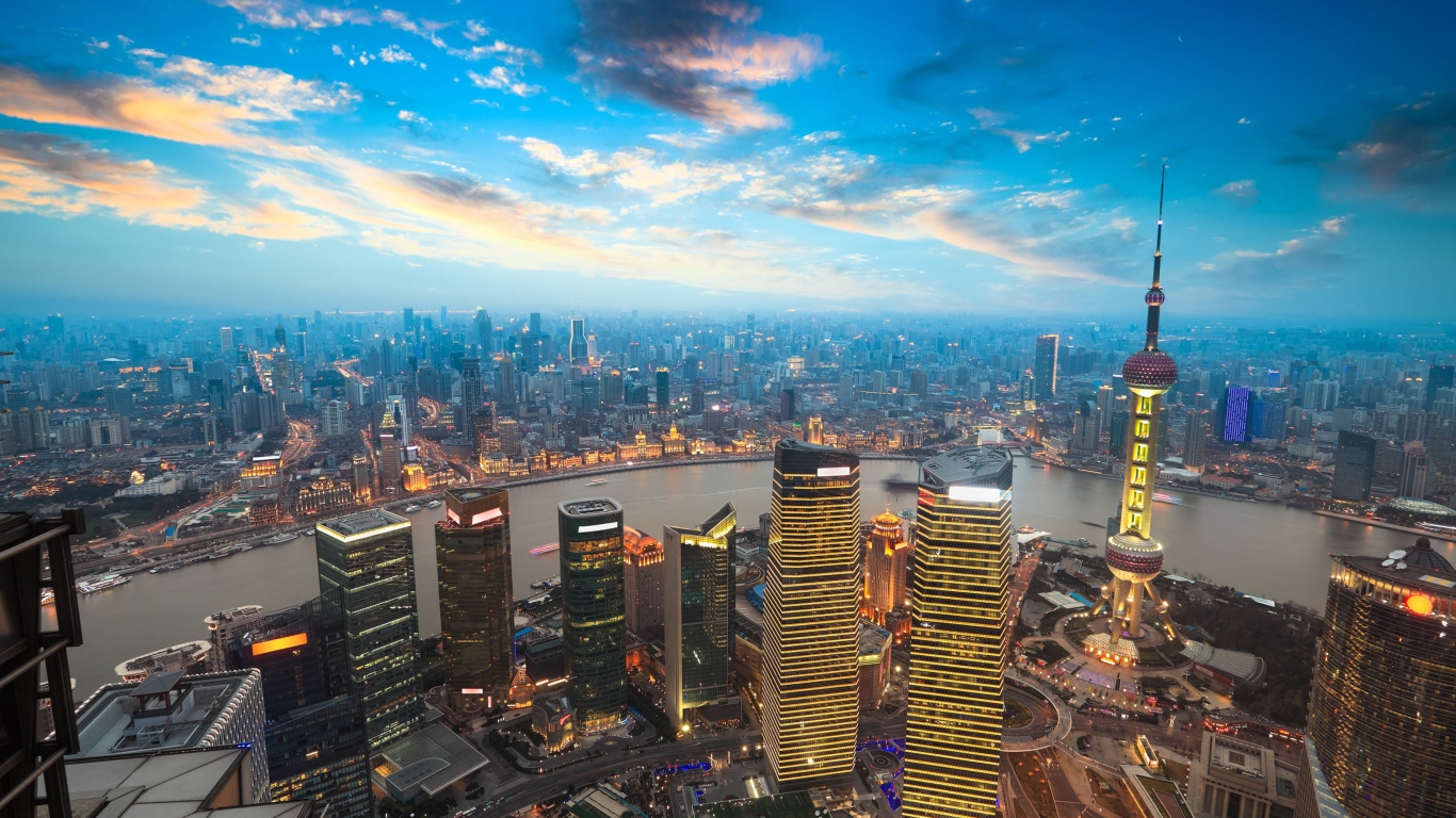 Das Shanghai Sunset Wallpaper 1366x768