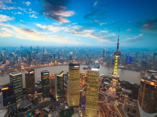 Fondo de pantalla Shanghai Sunset 320x240