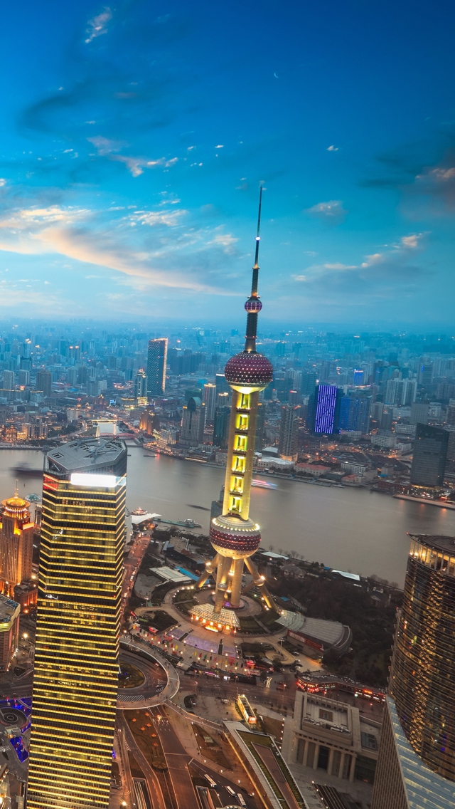 Fondo de pantalla Shanghai Sunset 640x1136