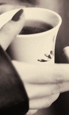 Hot Coffee In Her Hands wallpaper 240x400