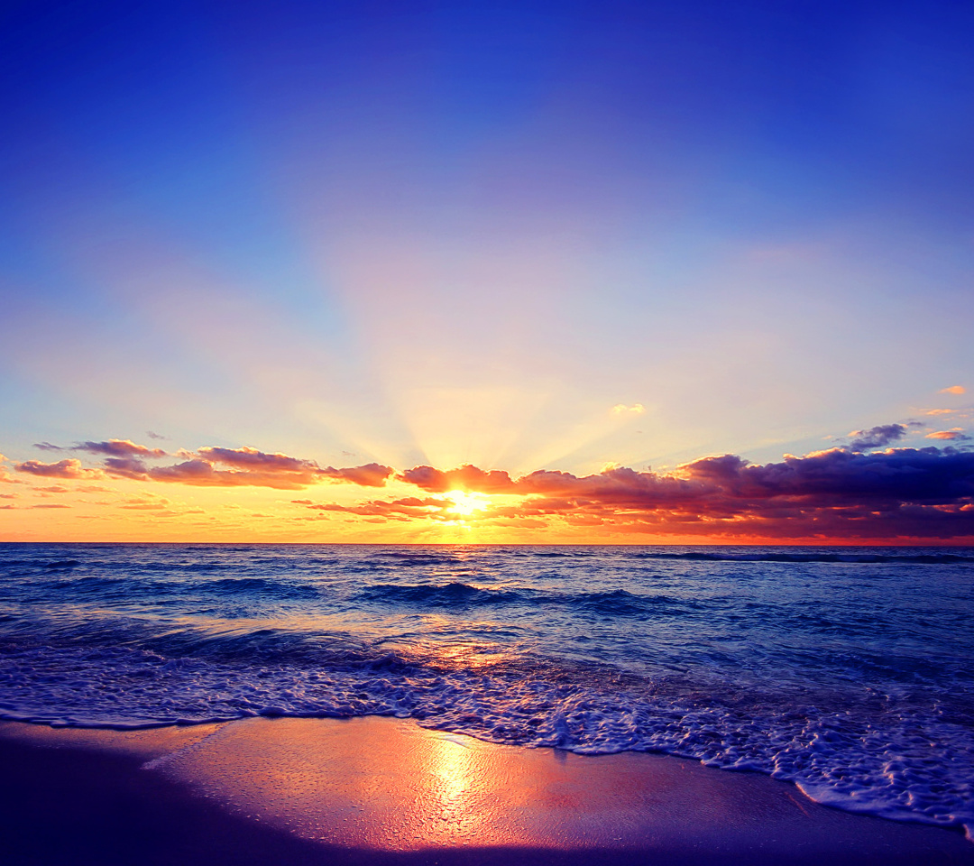 Das Romantic Sea Sunset Wallpaper 1080x960