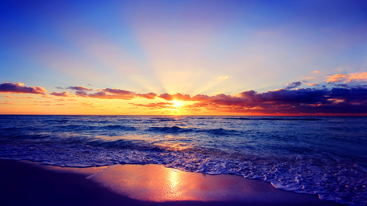 Das Romantic Sea Sunset Wallpaper 1280x720