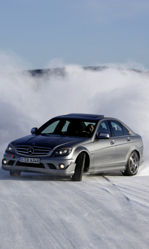 Das Mercedes Snow Drift Wallpaper 480x800