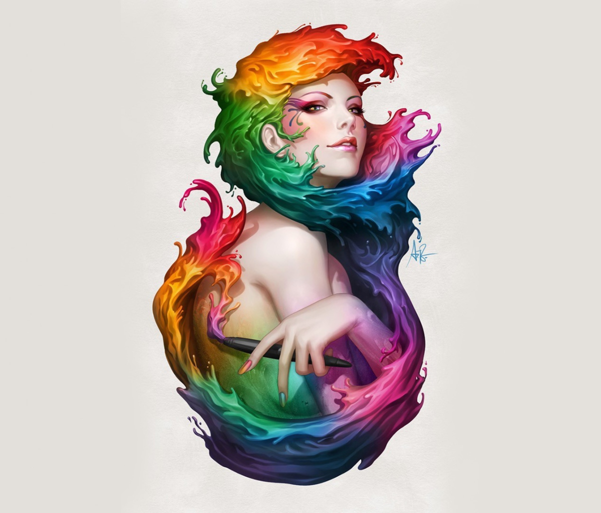 Das Digital Art Colorful Girl Wallpaper 1200x1024