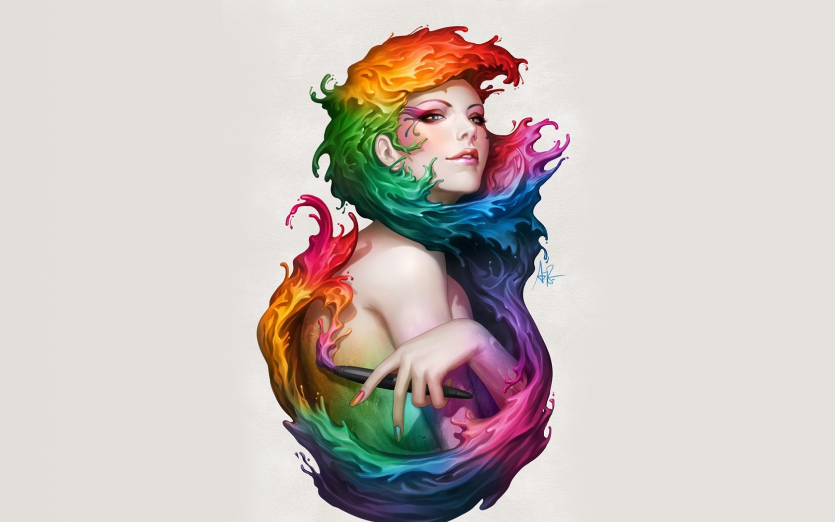 Das Digital Art Colorful Girl Wallpaper 1680x1050