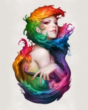 Fondo de pantalla Digital Art Colorful Girl 176x220