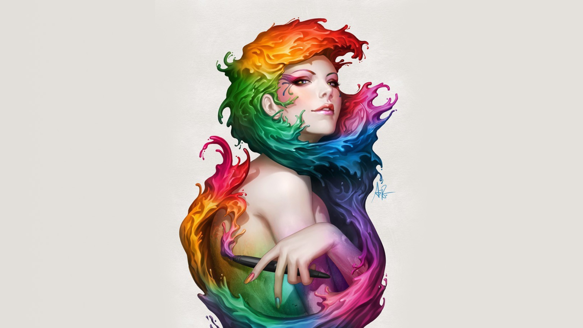 Sfondi Digital Art Colorful Girl 1920x1080