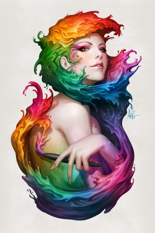 Das Digital Art Colorful Girl Wallpaper 320x480