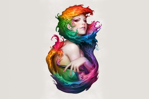 Обои Digital Art Colorful Girl 480x320