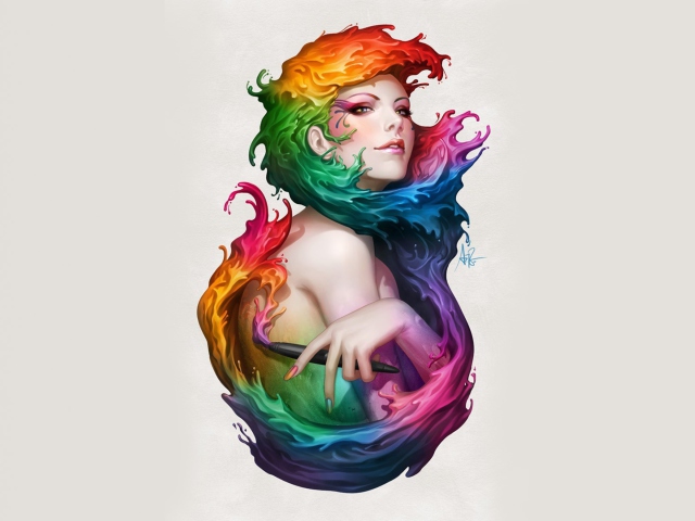 Das Digital Art Colorful Girl Wallpaper 640x480