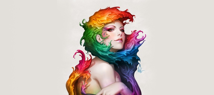 Обои Digital Art Colorful Girl 720x320