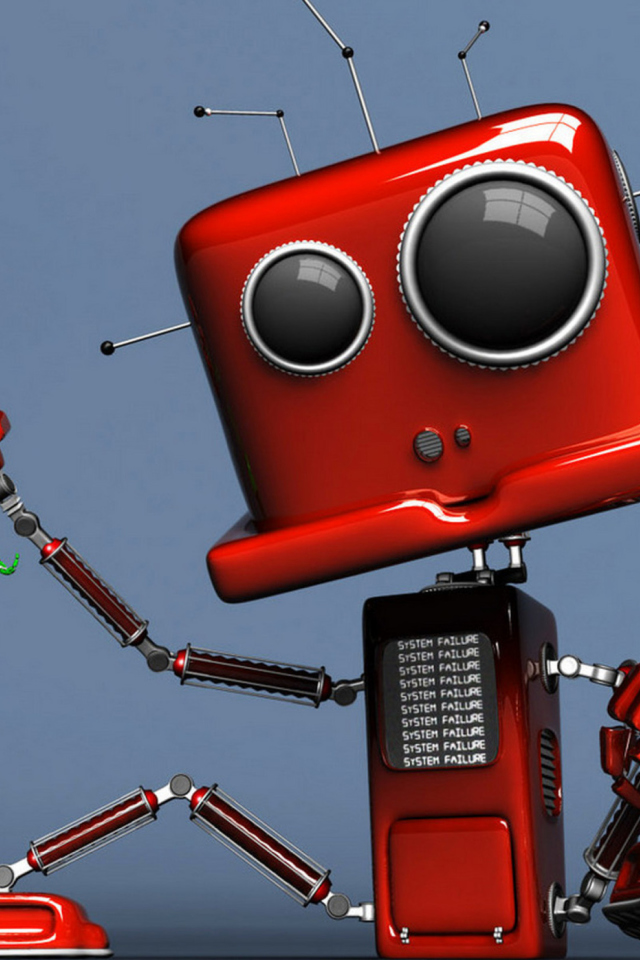 Fondo de pantalla Red Robot 640x960