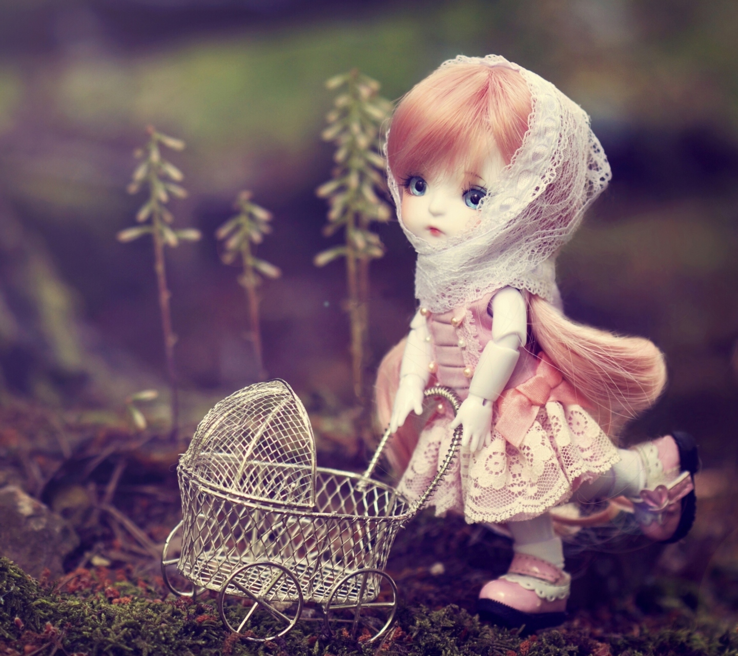 Das Doll With Baby Carriage Wallpaper 1440x1280