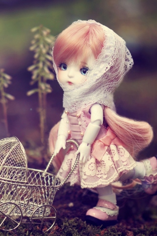 Doll With Baby Carriage wallpaper 320x480