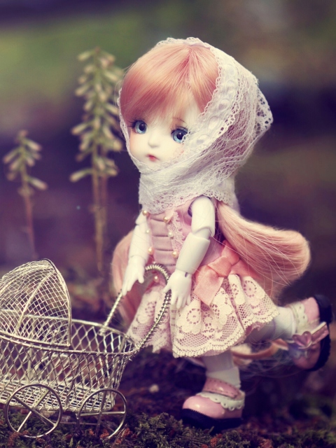Das Doll With Baby Carriage Wallpaper 480x640