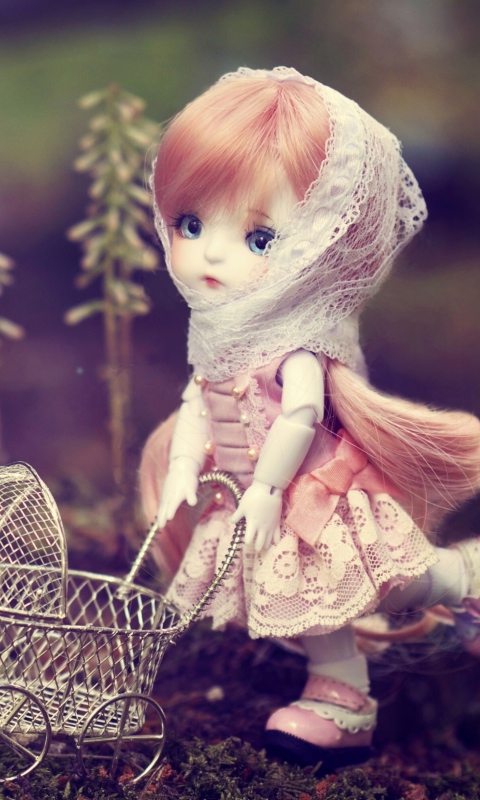 Doll With Baby Carriage wallpaper 480x800