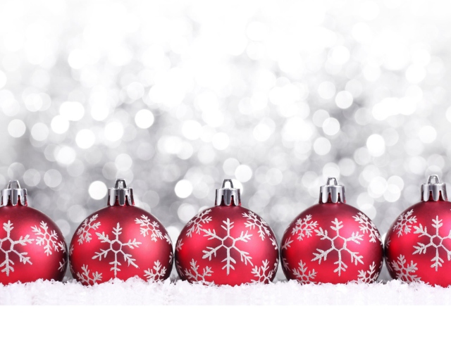 Das Snowflake Christmas Balls Wallpaper 640x480