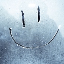 Fondo de pantalla Smiley Face On Frozen Window 128x128