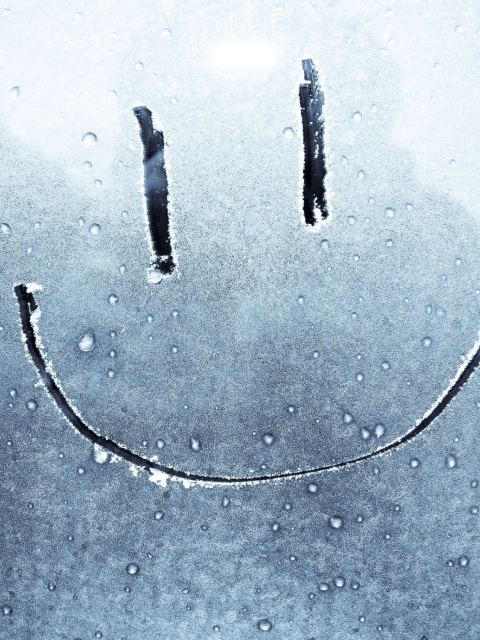 Fondo de pantalla Smiley Face On Frozen Window 480x640