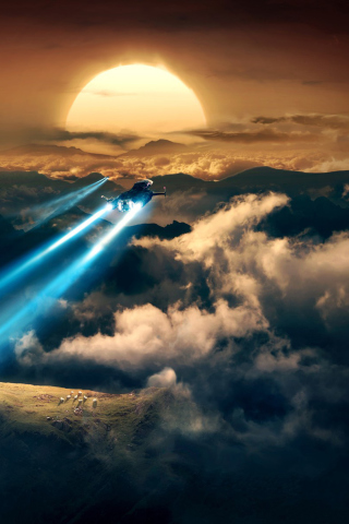 Das Spaceships In The Sky Wallpaper 320x480